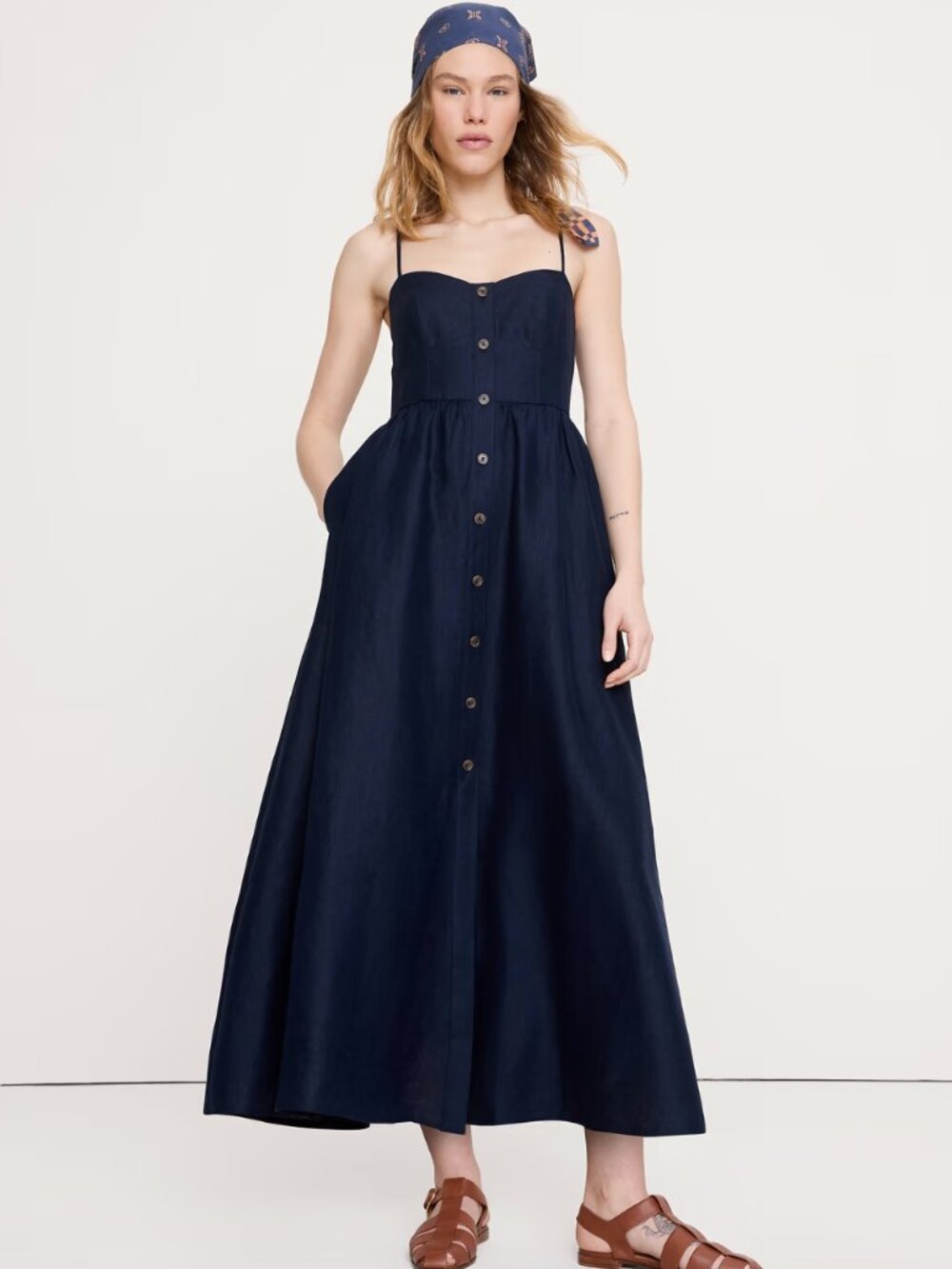 NWT Black Linen Corset Dress (Banana Republic)